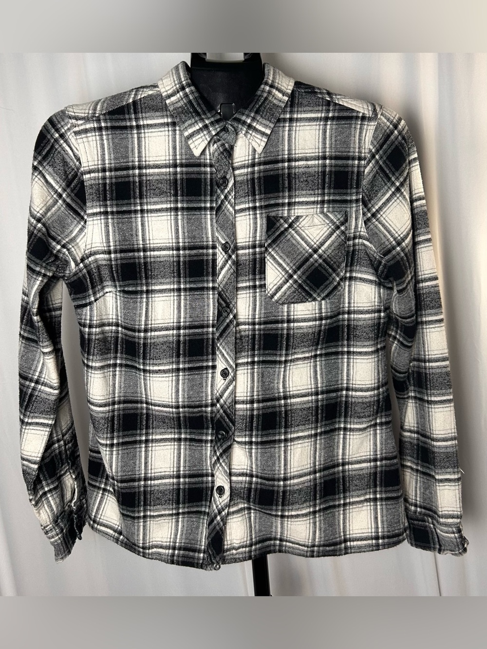 Classic Black & White Plaid Button-Down Shirt